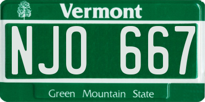 VT license plate NJO667