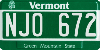 VT license plate NJO672