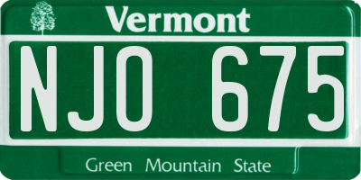 VT license plate NJO675