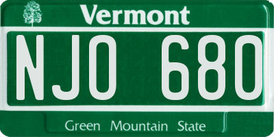 VT license plate NJO680