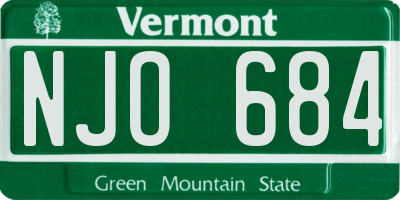 VT license plate NJO684