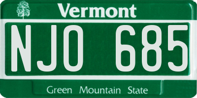 VT license plate NJO685