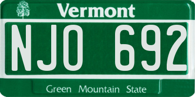 VT license plate NJO692