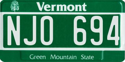 VT license plate NJO694