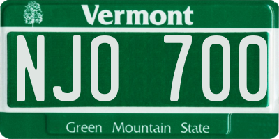 VT license plate NJO700