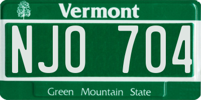 VT license plate NJO704