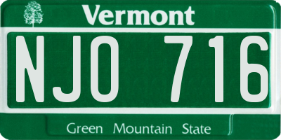 VT license plate NJO716