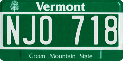 VT license plate NJO718