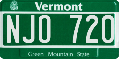 VT license plate NJO720