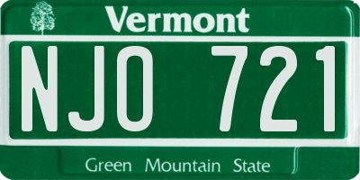 VT license plate NJO721