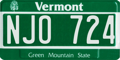 VT license plate NJO724
