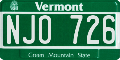 VT license plate NJO726
