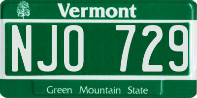 VT license plate NJO729