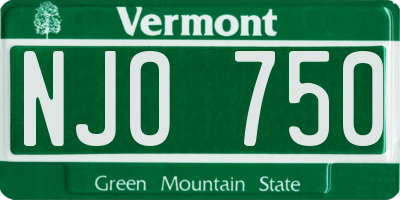 VT license plate NJO750