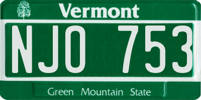 VT license plate NJO753
