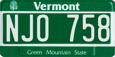 VT license plate NJO758