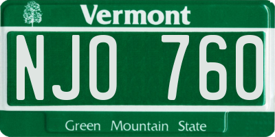 VT license plate NJO760