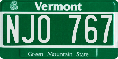 VT license plate NJO767