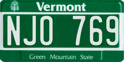 VT license plate NJO769