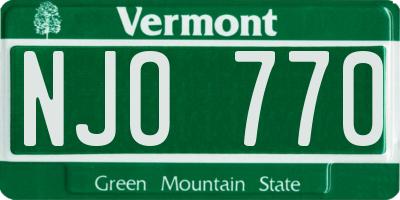 VT license plate NJO770