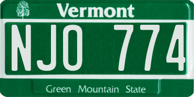VT license plate NJO774