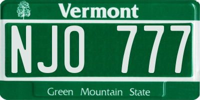 VT license plate NJO777