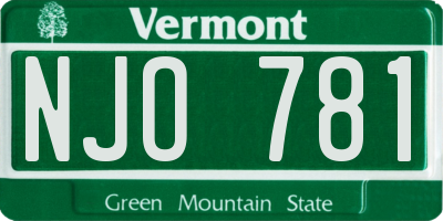 VT license plate NJO781
