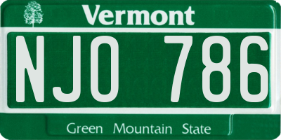 VT license plate NJO786