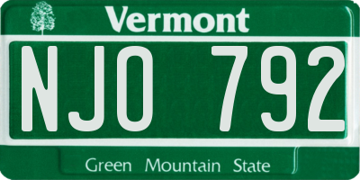 VT license plate NJO792