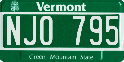 VT license plate NJO795
