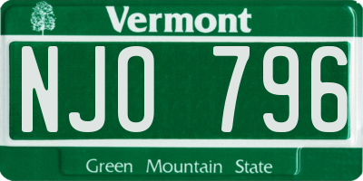 VT license plate NJO796