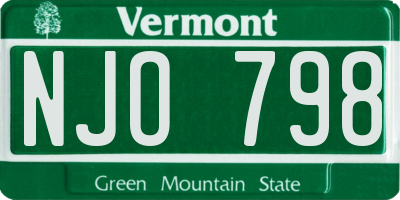 VT license plate NJO798