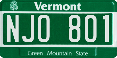 VT license plate NJO801