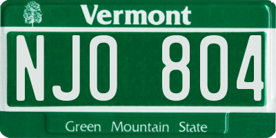VT license plate NJO804