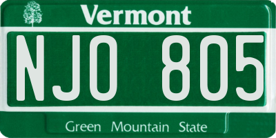 VT license plate NJO805