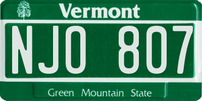 VT license plate NJO807