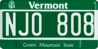VT license plate NJO808