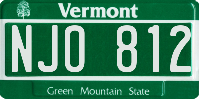 VT license plate NJO812