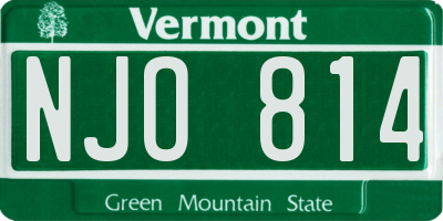 VT license plate NJO814