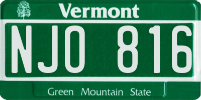 VT license plate NJO816