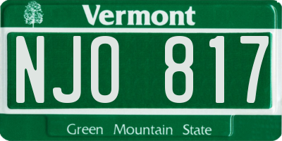 VT license plate NJO817