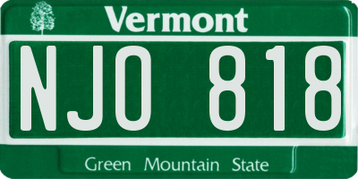 VT license plate NJO818
