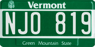 VT license plate NJO819