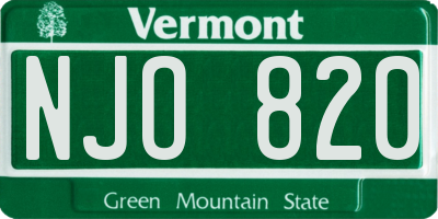 VT license plate NJO820