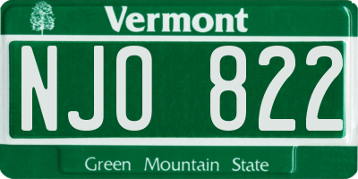 VT license plate NJO822