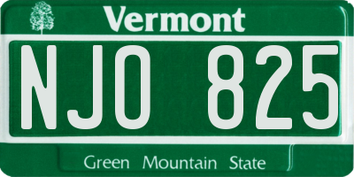 VT license plate NJO825