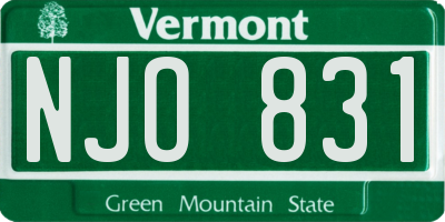 VT license plate NJO831