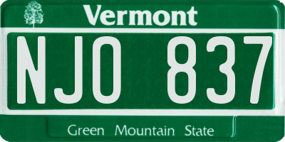 VT license plate NJO837