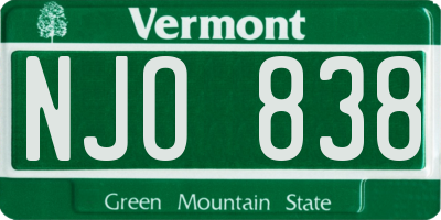 VT license plate NJO838