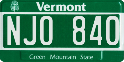 VT license plate NJO840
